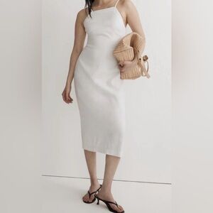 Madewell Goldie Midi Dress 100% Linen In Eyelet White Size 2